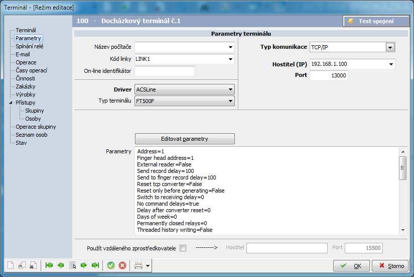 4.5 Definice hardware V menu terminály/terminály vytvořte seznam všech terminálů, které bude program obsluhovat.