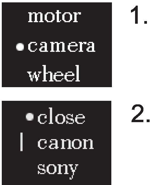 Jak používat Konfigurace ovládacího kabelu Jednou stiskněte tlačítko "Menu" a otáčejte kolečke do výběru "fotoaparát". Stisknutí pravého tlačítka vstoupíte do nastavení fotoaparátu.