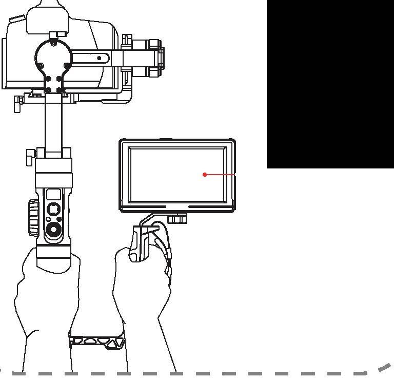 Použití hlavního příslušenství Mini duální grip na rukojeť (prodáván saostatně) Navržen pro řadu stabilizátorů Crane, ini duální