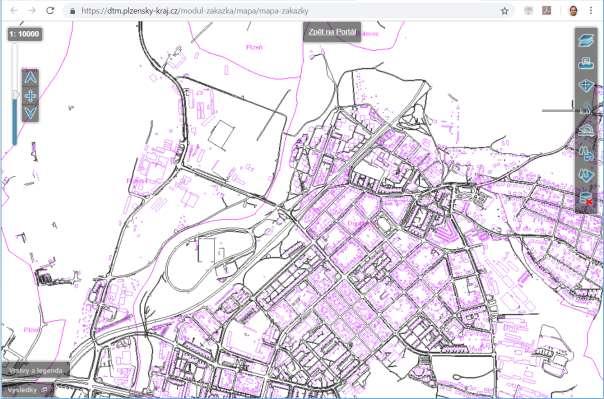 URL: https://dtm.plzensky-kraj.cz/modul-zakazka/mapa/mapa-zakazky Obr. 4. Ukázka mapového klienta 1.5.