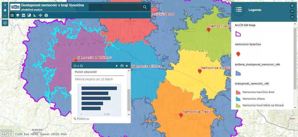 Uživatel aplikace může mim jiné měnit zvětšení mapy, vyhledávat v mapě, zbrazit svu aktuální plhu, dtazvat se na infrmace prvcích pmcí vyskakvacích ken, zapínat a vypínat vrstvy, měnit pdkladvu mapu.