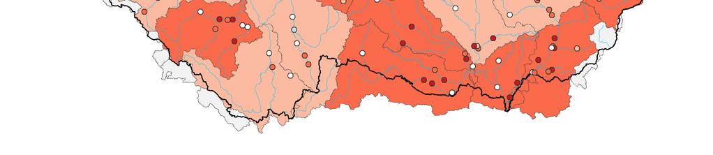 stavy, které odpovídají nejvyšším 5 % pozorování. Hodnocení je prováděno jak pro jednotlivé objekty, tak souhrnně pro definované oblasti povodí.