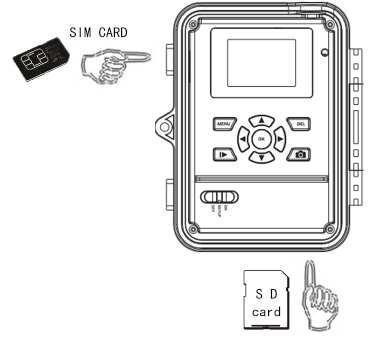 Rychlé nastavení Vkládání SD karty a SIM karty SIM karta SD karta Otevřete kryt a vložte SD kartu do příslušného slotu a to neoznačenou stranou navrch. SD karta nesmí být uzamčena proti zápisu!