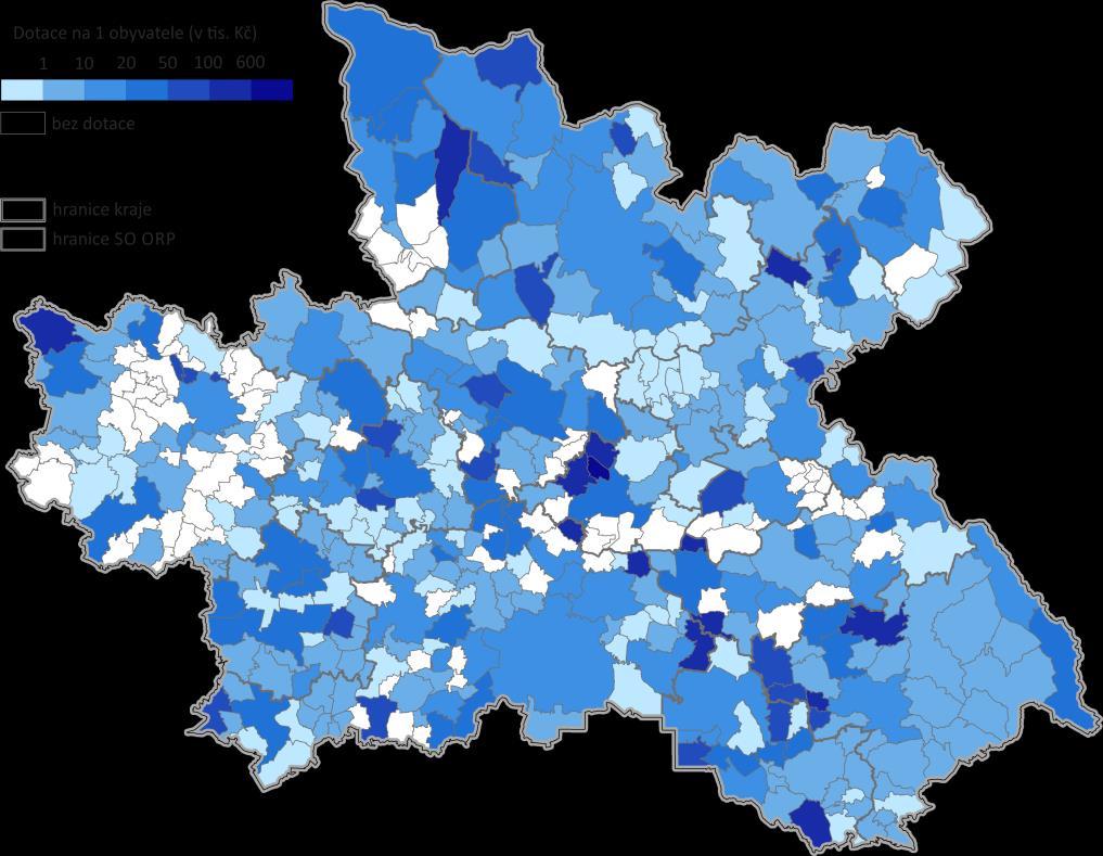 Mapa 1 Územní rozložení využití finančních