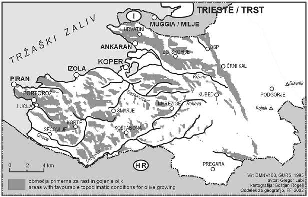 Vol. 15, 3/2007 Moravian geographical Reports In order to establish areas suitable for olive growing and to calculate the percentage of suitable plots we first made a partial analysis of suitability