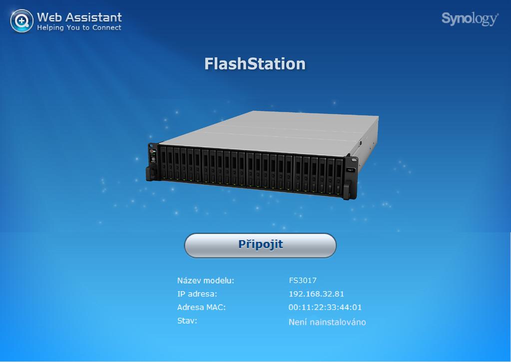 Kapitola 3 Instalace systému DSM na zařízení FlashStation Po dokončení nastavení hardwaru nainstalujte na zařízení FlashStation systém DiskStation Manager (DSM) jedná se o operační systém společnosti