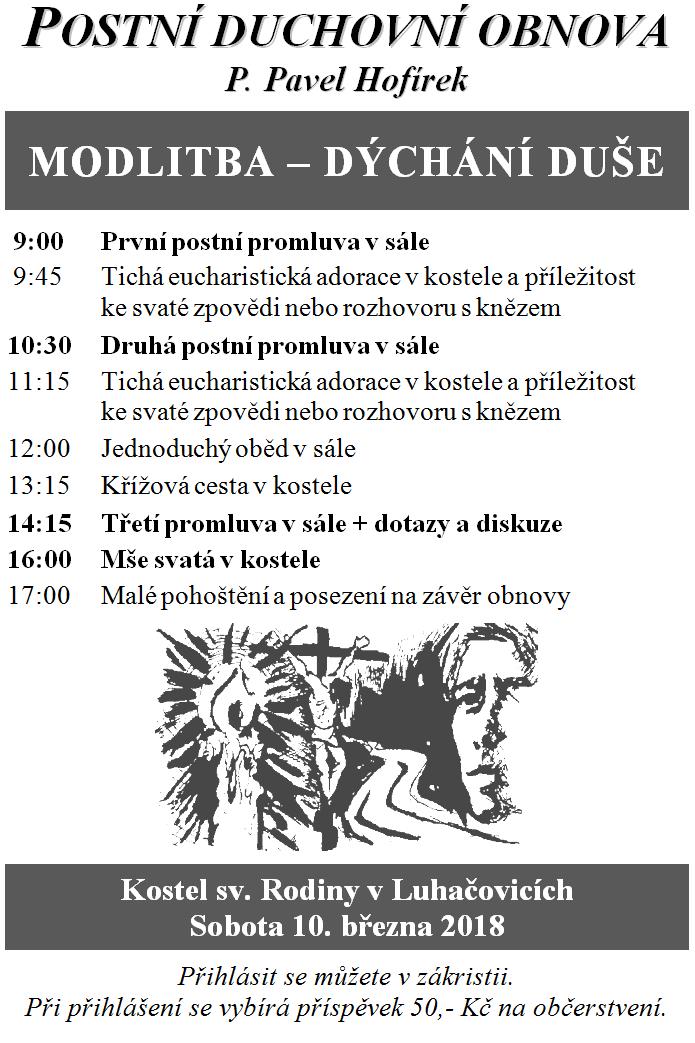 Duchovní obnovy se zúčastnilo asi 30 farníků z obou farností a zúčastnění se tak mohli duchovně připravit na nadcházející oslavu velikonočních svátků.