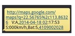 4.2 Získání lokace pomocí SMS Lokaci lze zjistit také zasláním SMS přičemž, URL s lokalizací obdrží pouze autorizovaná čísla (pokud jsou nastavena, pokud ne, lokaci obdrží číslo které SMS odesílá)