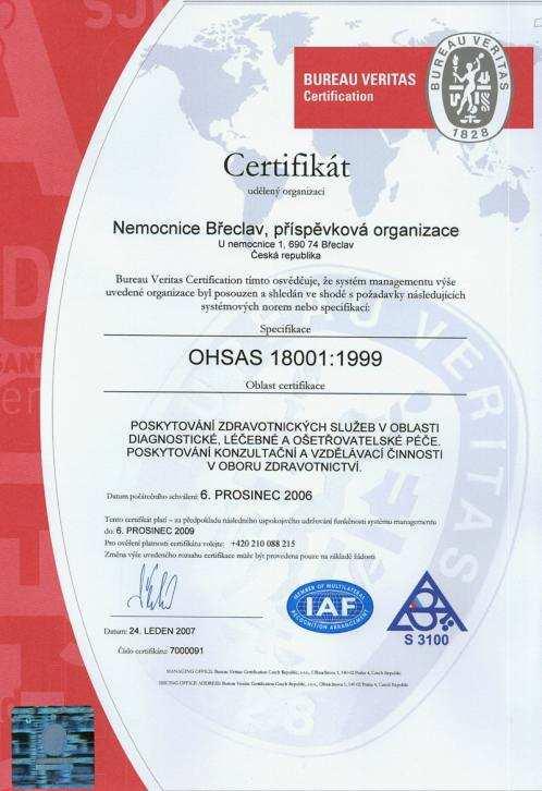 14001:2004 na řízení environmentu.