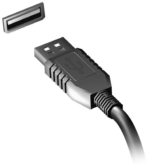 56 - Univerzální sériová sběrnice (USB) UNIVERZÁLNÍ SÉRIOVÁ SBĚRNICE (USB) Port USB je vysokorychlostní port, který umožňuje připojení periférií USB, jako je myš, externí klávesnice, další úložiště