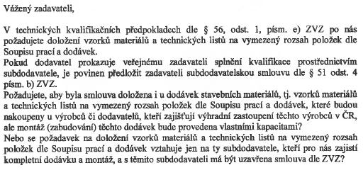 Dodatečné informace k zadávacím podmínkám č. 21 k významné veřejné zakázce na stavební práce Víceúčelové sportovní centrum Na Chobotě uveřejněné ve Věstníku veřejných zakázek pod ev. č. 518660 zadávané dle zákona o veřejných zakázkách č.