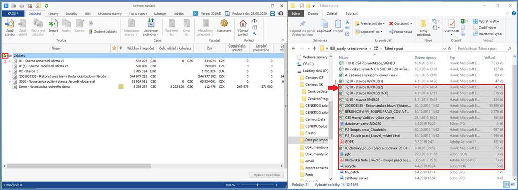Novinky I. BLOK v Cenové Seznam soustavě novinek ÚRS 2019/II v programu KROS 4 1. Táhni a pusť (Drag and drop) Je zjednodušený import souborů excel a pdf.