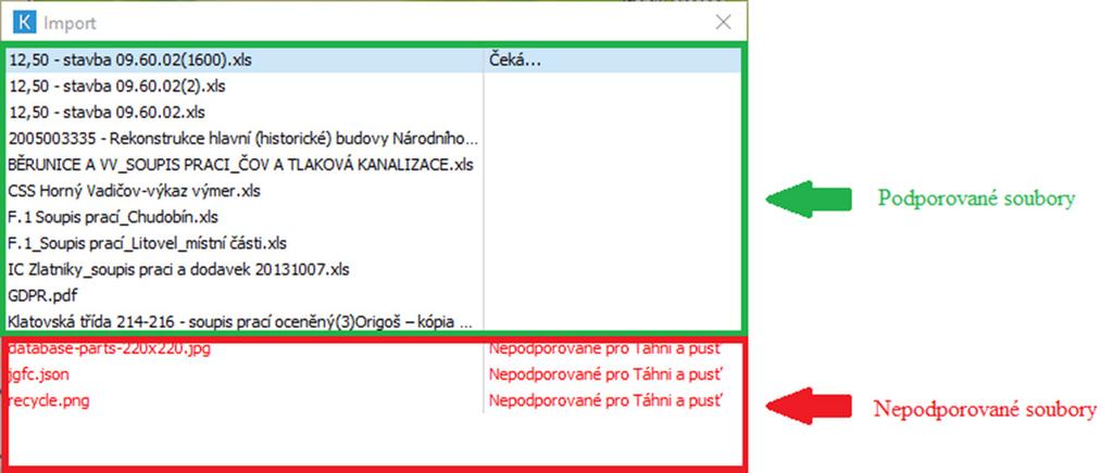 Jednoduchým označením souborů ve vaší složce, kliknutím levého tlačítka myši a jeho držením s následným potáhnutím nad seznam zakázek spustíte import zvolených souborů.