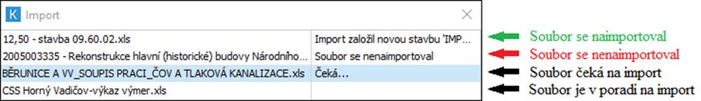 Novinky I. BLOK v Cenové Seznam soustavě novinek ÚRS 2019/II v programu KROS 4 Importování souborů probíhá postupně. Soubor, který je v pořadí na import, je podbarven světlemodře a má popis čeká.