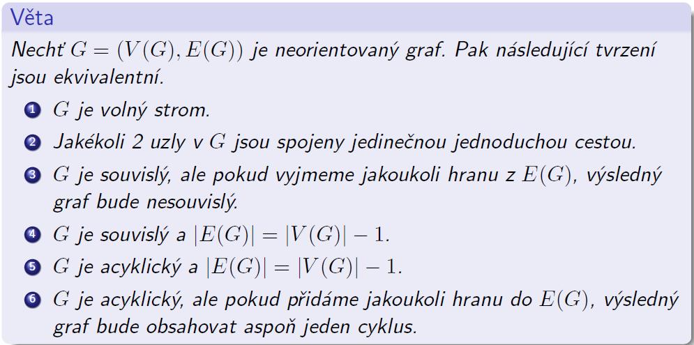 Vlastnosti volných stromů