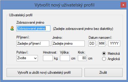 Zde je potřeba vyplnit veškeré uvedené osobní údaje. Následně klikněte na Vytvořit a uložit nový uživatelský profil.