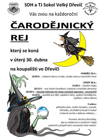 čarodějnického průvodu od
