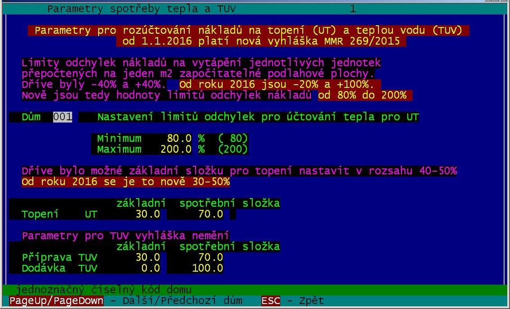 neprovádí a volba: Přepočtené náklady na vytápění při