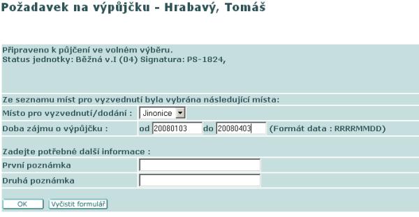 Obr. 6 Rezervace konkrétního titulu Případné pokuty nebo dlužné částky uvidíte v části Aktivity - Platební transakce.
