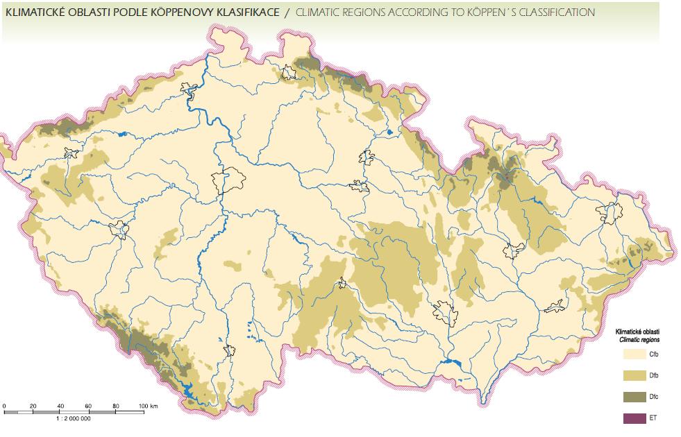 průměrnou nadmořskou výškou obou regionů (270 m n. m. Praha vs. 580 m n. m. JČ).