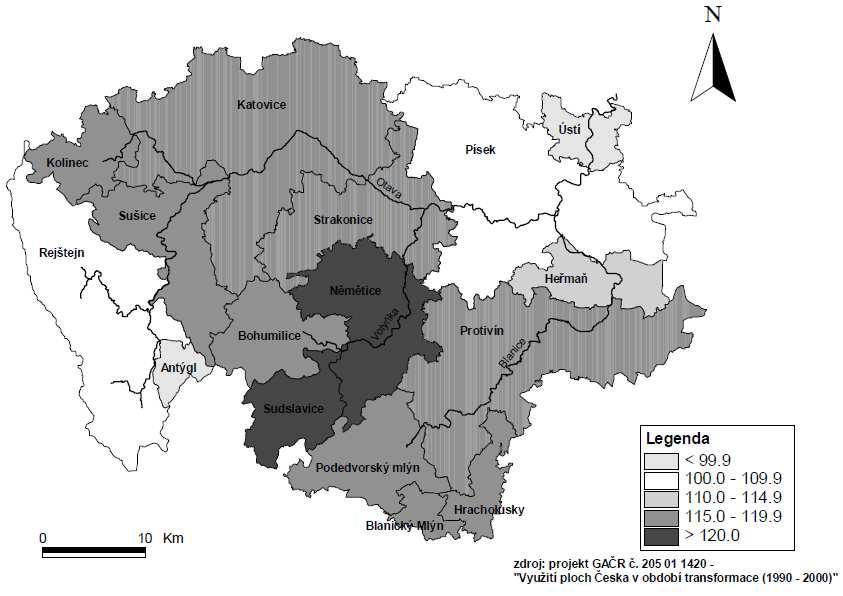 Tabulka 3: Rozloha a podíl ploch v NP Šumava (družice Spot) třída Land cover rozloha v ha rozloha v % 1995 2005 1995 2005 lesní vegetace 37 864 34 942 78,42 72,37 ostatní plochy 10 419 13 341 21,58