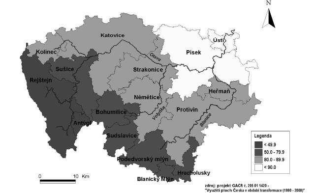 Obr. 7: Vývoj rozlohy zemědělské půdy