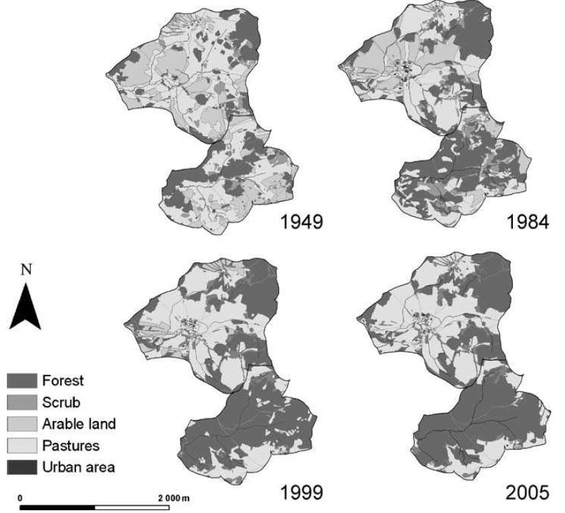 Obr. 9: Změny ve využití krajiny v povodí Zbytinského a Tetřívčího potoka Zdroj: Hintnaus, 2008 2.