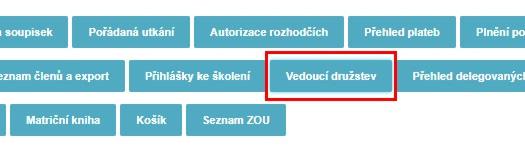 2. práva vedoucího oddílová stránka - na oddílové stránce se odkazem VEDOUCÍ DRUŽSTEV otevře dialogové okno, kde je možné udělit osobě licenci vedoucího družstva; - současně je na této stránce možné