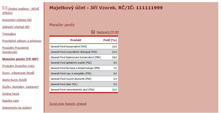 Po kliknutí na Potvrdit nastavení produktu Manažer peněz potvrdíte. 10. Produkty životního cyklu Pod tímto odkazem naleznete přehled sjednaných produktů životního cyklu.