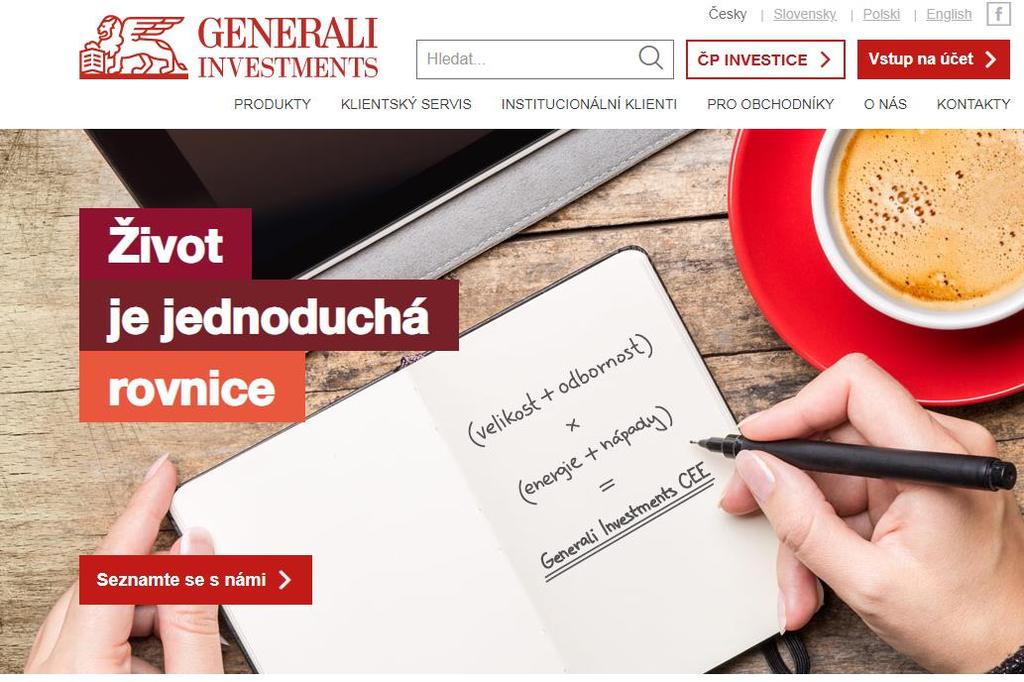 2. Přihlášení ke službě Moje Investice Online / Moje Investice Online Plus 1) Jděte na webové stránky společnosti www.generali-investments.cz.