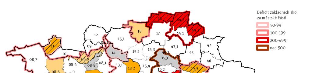 5 Závěry a doporučení Situace s kapacitní (ne)dostatečností základních škol je o něco příznivější než v případě kapacitní (ne)dostatečnosti mateřských škol (viz Analýza infrastrukturních potřeb hl. m. Prahy: 1A Mateřské školy).