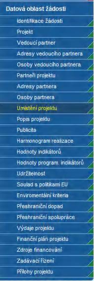 Umístění projektu - Územní dopad projektu (vyplňuje se na úrovni jednotlivých partnerů, území NUTS) - Přesné místo fyzické realizace (vyplňuje se na úrovni jednotlivých partnerů, v případě, že se