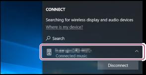 se zobrazí položka [Connected music]. Přejděte ke kroku. 3.