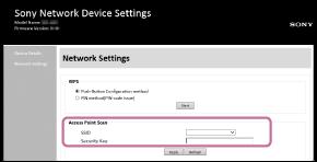 Vyberte položku [_xxxxxx] ze seznamu bezdrátových sítí, kterými lze procházet z počítače. 4 Zobrazte obrazovku [Sony Network Device Settings]. 1.
