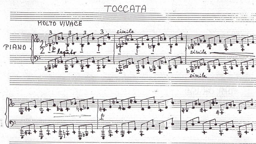 Ukázka č. 17, Dřízga E.: Toccata pro klavír Další skladbou pro klavír je Šest dvouhlasých kánonických invencí pro klavír nebo cembalo z roku 1964.