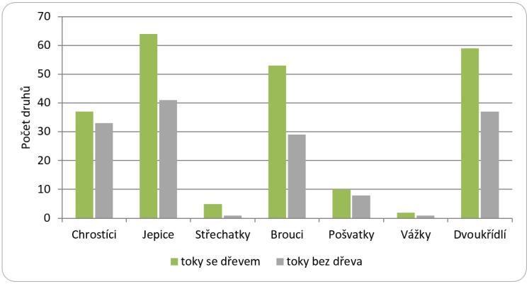 Mrtvé dřevo ve vodních plochách má zásadní vliv na druhovou rozmanitost vodních organizmů.