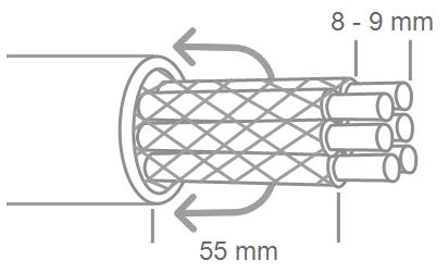 Při montáži základny jednotky na stěnu musí být připojovací kabely co nejkratší. Pro montáž přímo na stěnu se doporučuje max. délka 40 mm. Dlouhé smotky drátů uvnitř jednotky mohou být zdrojem potíží.