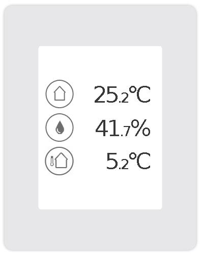PROVOZ Přehled teploty, vlhkost Zde se zobrazuje pokojová teplota a vlhkost a současně venkovní teplota. V případě nečinnosti se zařízení po 60 s automaticky přepne na tento přehled.