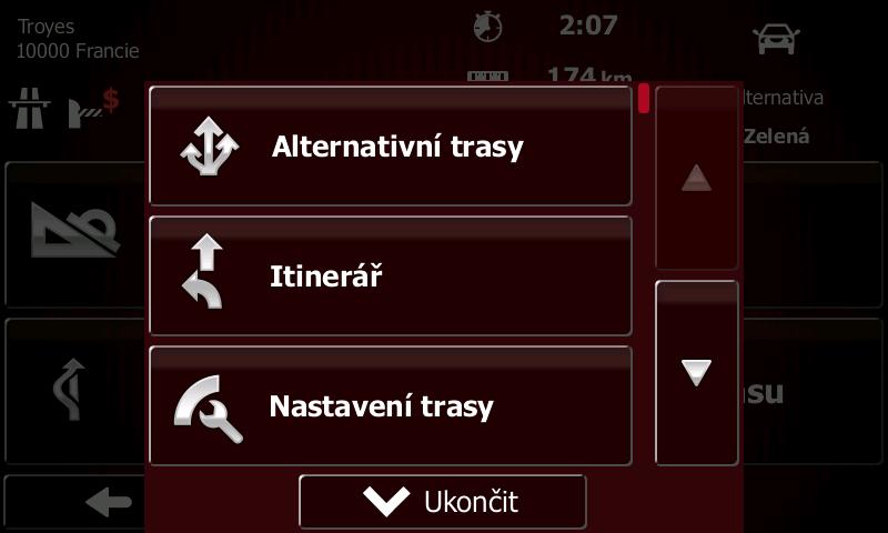 2. V nabídce Navigace klepněte na tlačítko. 3. Klepněte na tlačítko. 4. Posouvejte se seznamem a klepněte na tlačítko.