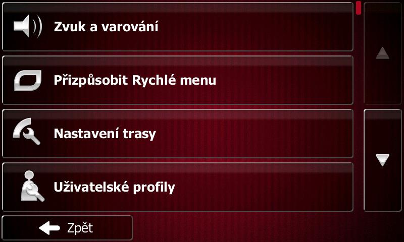 Záznamy trasy lze exportovat do souborů GPX pro pozdější použití. Výběrem země ze seznamu zobrazíte užitečné informace o řízení ve vybrané zemi.