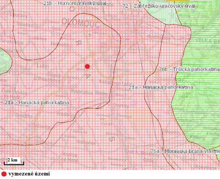 Obr. 4: Regionálně fytogeografické členění studovaného území. (https://geoportal.gov.cz/web/guest/map, upraveno) 6.5.