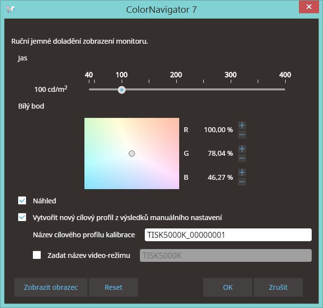 Velmi důležitou vlastností nového kalibračního softwaru ColorNavigator 7 je možnost velmi snadné korekce jasu a bílého bodu monitoru dle okolního osvětlení, což je NEZBYTNÉ pro sladění reprodukce