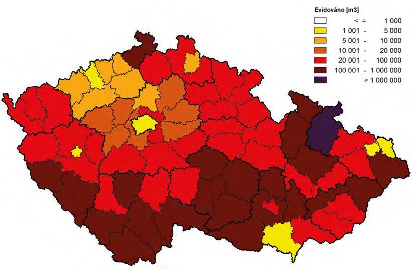 Evidovaný objem smrkového