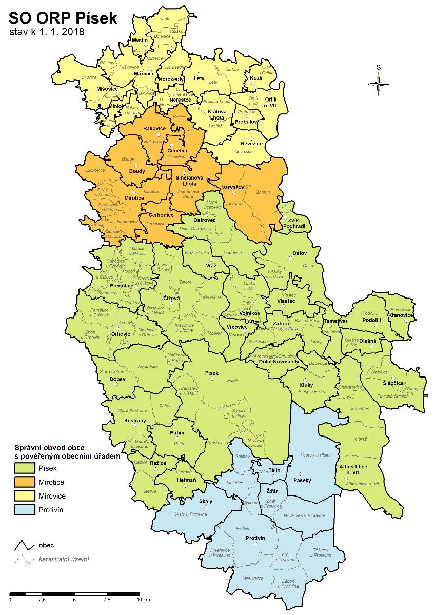 Pojmenování okresu pochází z dávných dob, kdy se zde dolovalo zlato z řeky Otavy. [Klimek, 2008, s. 6] Povrch v okrese je mírně zvlněný.