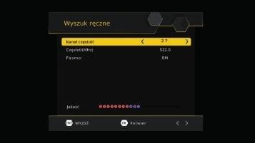 3. Stisknutím tlačítka OK spusťte vyhledávání kanálů. Pokud je nalezen kanál, je uložen a přidán do seznamu kanálů. Pokud tomu tak není nalezen nových kanálů pro program přijde do hlavního menu.