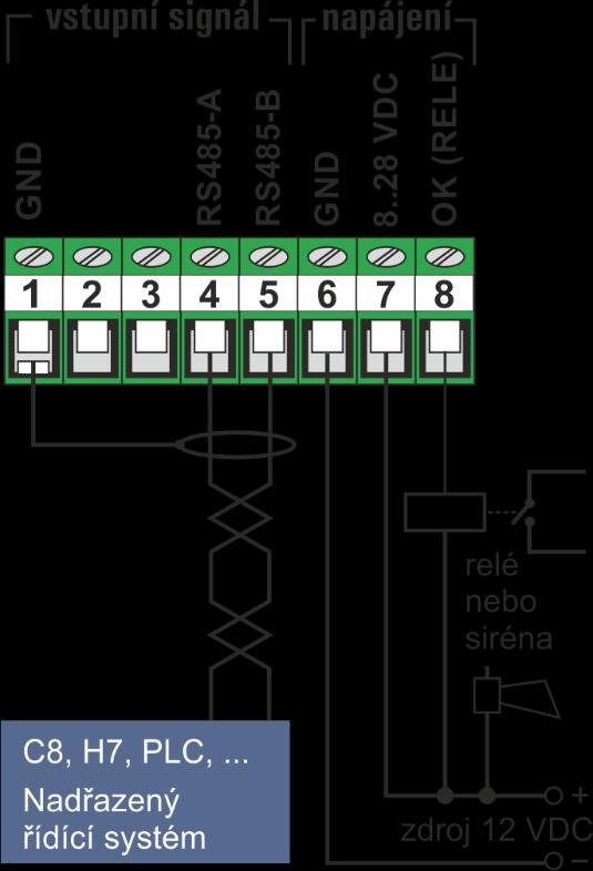 Protože modul H520-B dovoluje, obdobně jako jednotka H520, nastavení komunikační adresy, lze k jednomu PLC (master) připojit prakticky neomezený počet H520-B nebo H520.