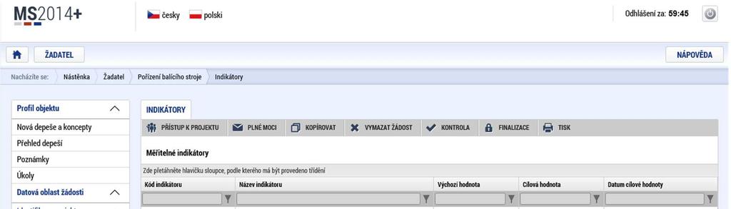 Indikátory Vzhledem k tomu, že MS 2014+ vyžaduje cílové hodnoty i u indikátorů povinných k výběru (monitorovací bez