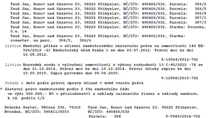 V. Výši jistoty pro dražbu nemovitých věcí uvedených pod bodem II. tohoto usnesení stanovuje soudní exekutor ve výši 150.000,- Kč (slovy: jedenostopadesáttisíc korun českých) ( 69 e.ř.