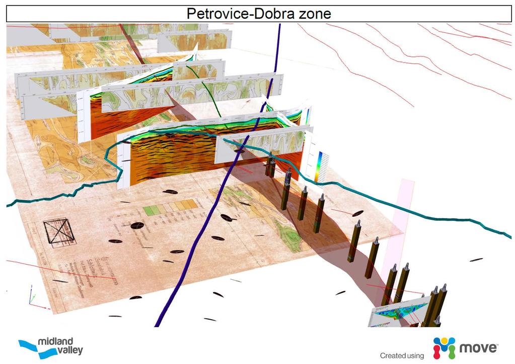 Einpflegen verschiedener geologischer Daten in das 3 D Modell Vložení různých vstupních geologických dat do 3D modelu
