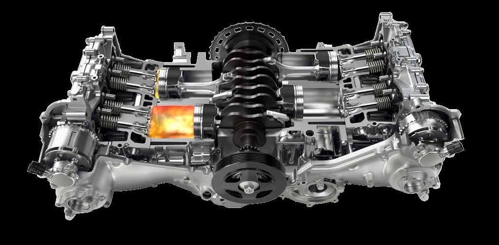 Profil je tak nižší a plošší než u motorů odlišné konstrukce. Motor (a tedy i celý vůz) má tak nižší těžiště, což přispívá k lepšímu pocitu rovnováhy.